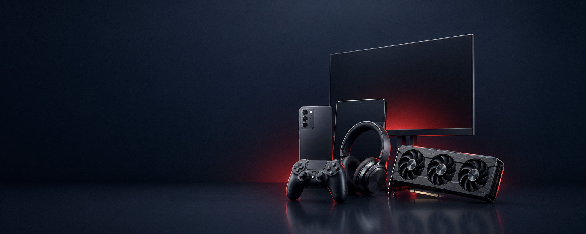 A curated arrangement of gaming and consumer electronics